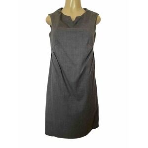 MOSCHINO CHEAP & CHIC Dress Shift Gray Wool Pleated Slip Pockets Sleevel…